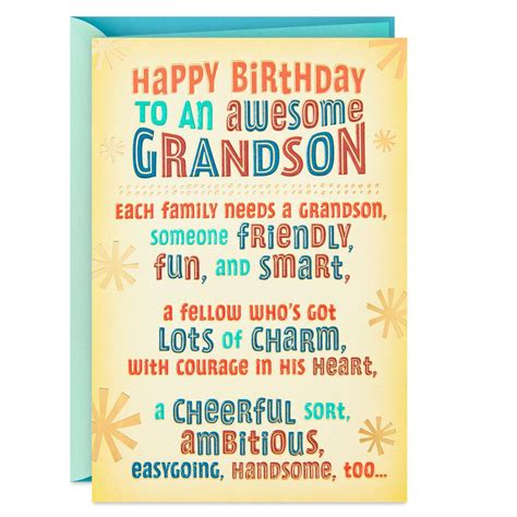 hallmark smart and charming funny birthday card for grandson|age specific birthday cards grandson.